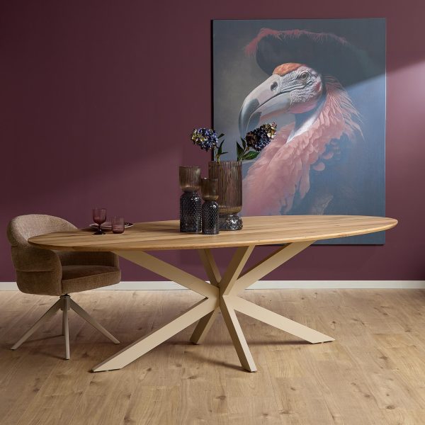 Starfurn Ovale eettafel Ferris Naturel Poot Zand Eikenhout 280 cm
