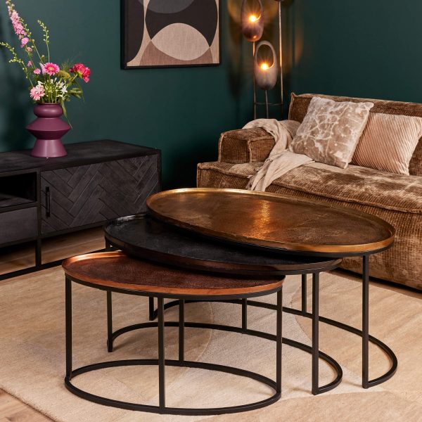 Starfurn Salontafel set Raley Brons/zwart Aluminium 100 cm