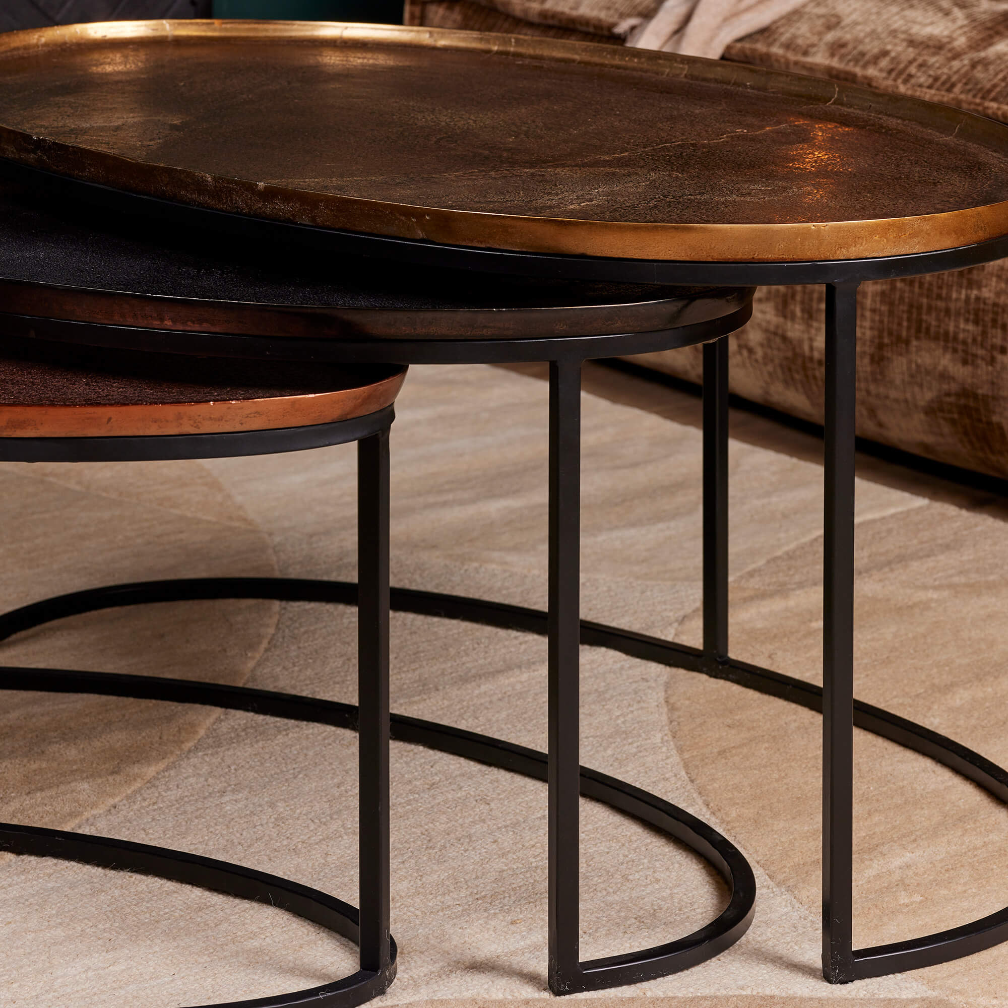 Starfurn Salontafel set Raley Brons/zwart Aluminium 100 cm