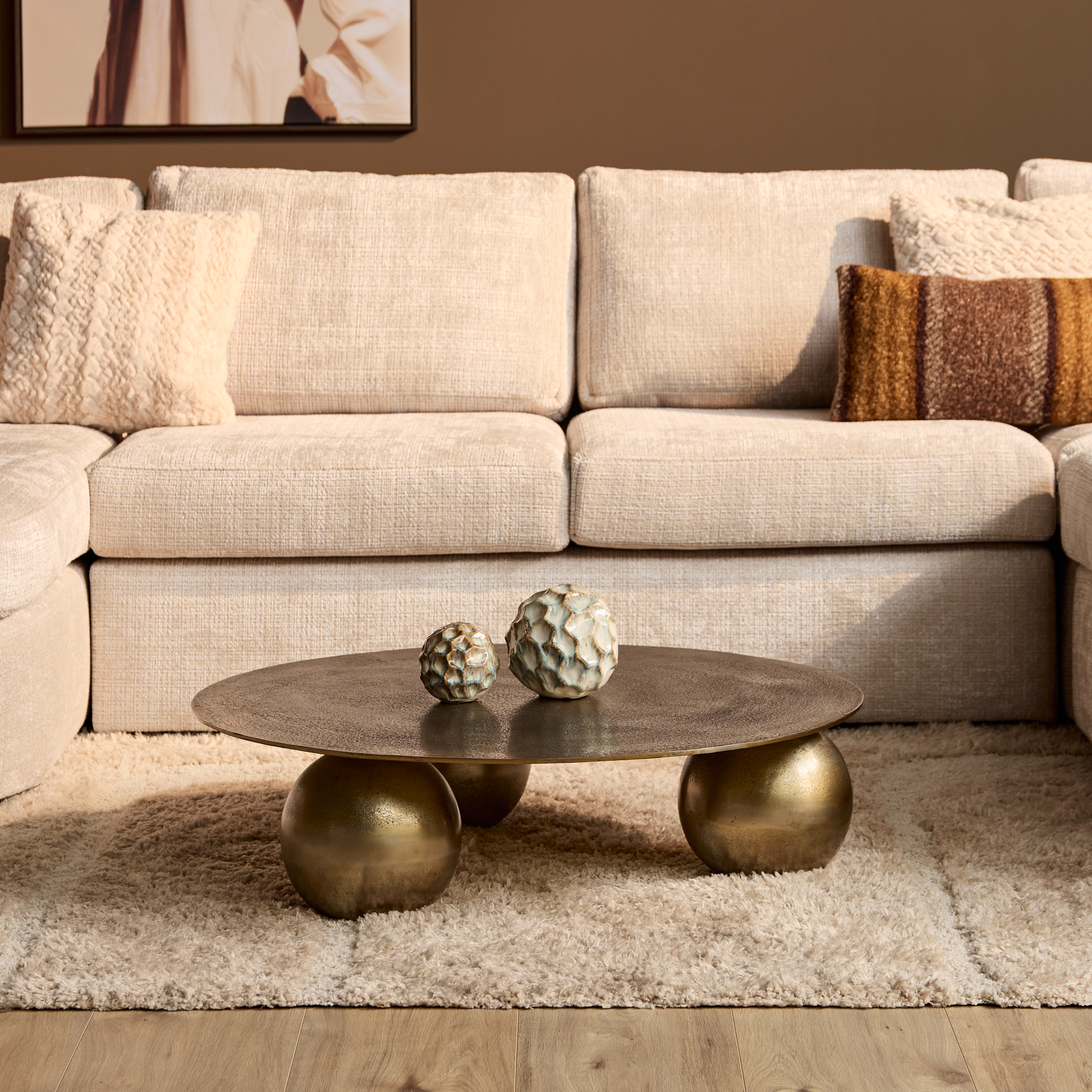 Starfurn Ronde salontafel Ziva Goud Aluminium 90 cm