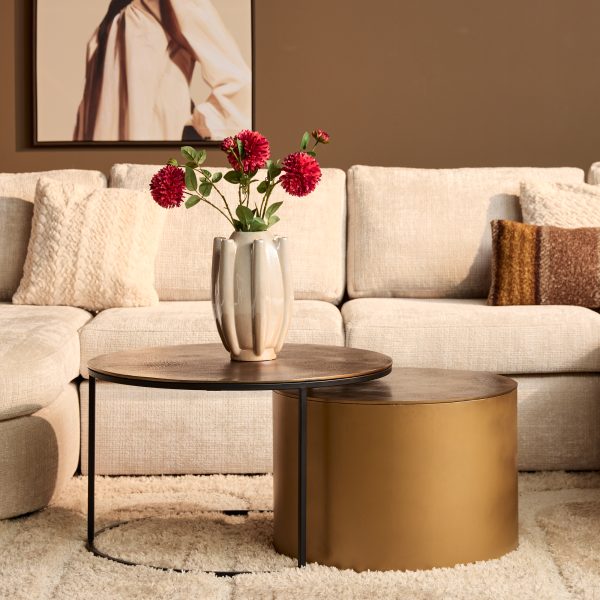Starfurn Ronde salontafel set Luna Goud Aluminium 75 cm