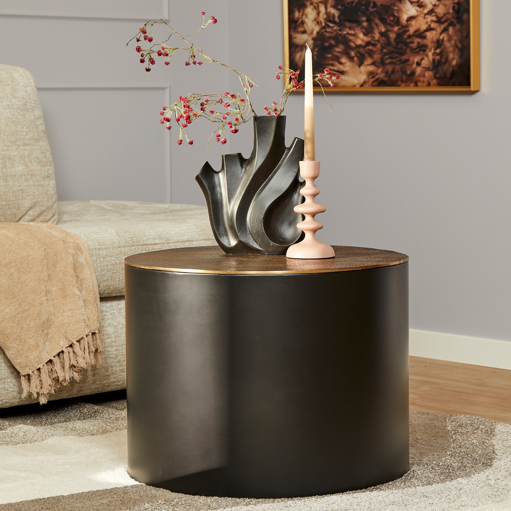 Starfurn Salontafel Fiore Zwart Aluminium 60 cm