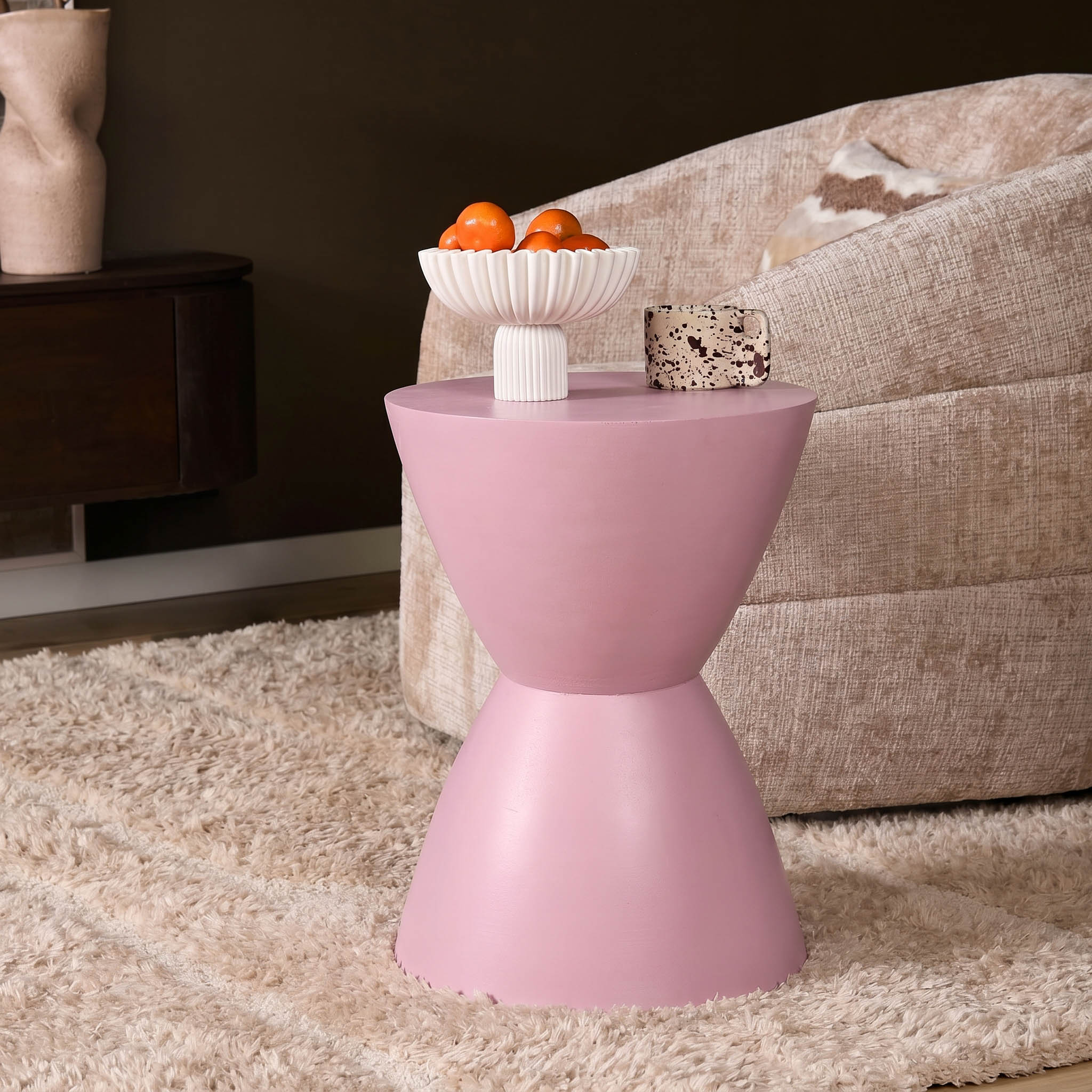 Starfurn Bijzettafel Abbey Roze Mangohout 33 cm