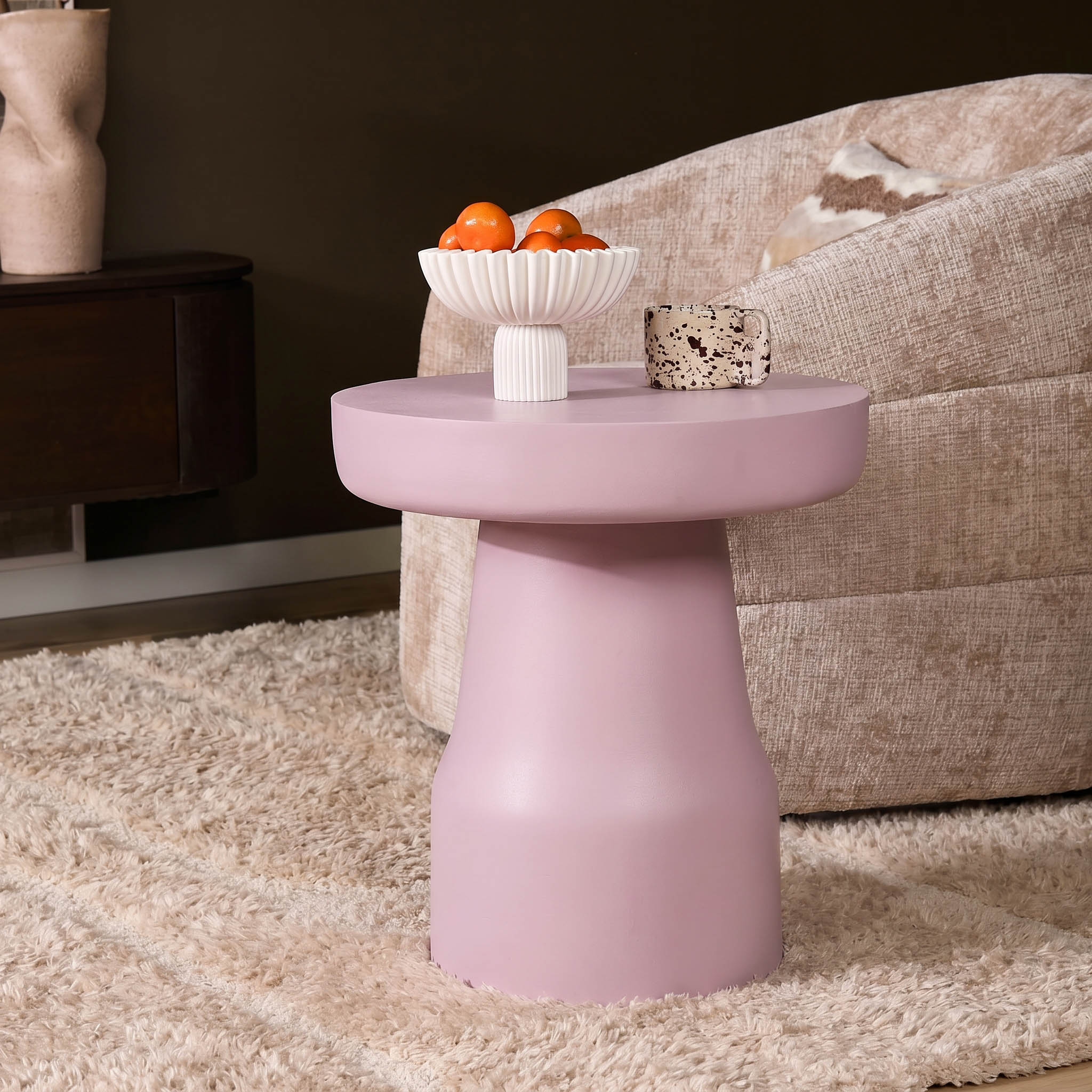 Starfurn Bijzettafel Drum Roze Mangohout 40 cm