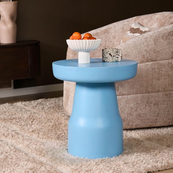Starfurn Bijzettafel Drum Blauw Mangohout 40 cm
