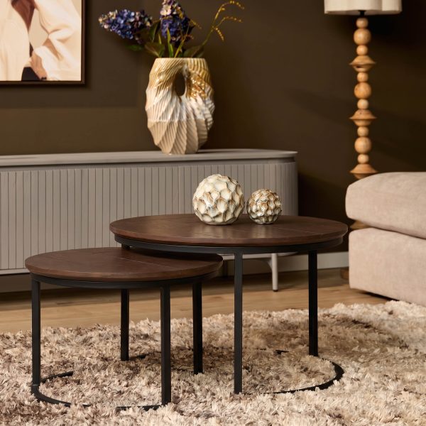 Starfurn Salontafel set Otik Walnoot Eikenhout 70 cm
