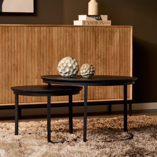 Starfurn Salontafel set Otik Zwart Eikenhout 70 cm