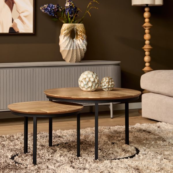 Starfurn Salontafel set Otik Naturel Eikenhout 70 cm