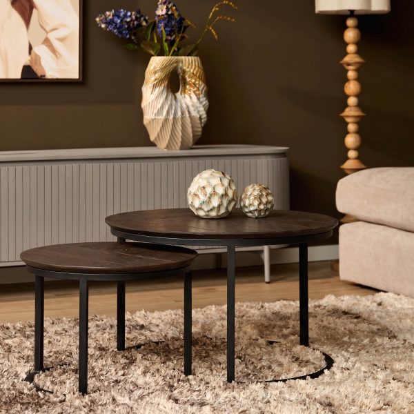 Starfurn Salontafel set Otik  Bruin Eikenhout 70 cm