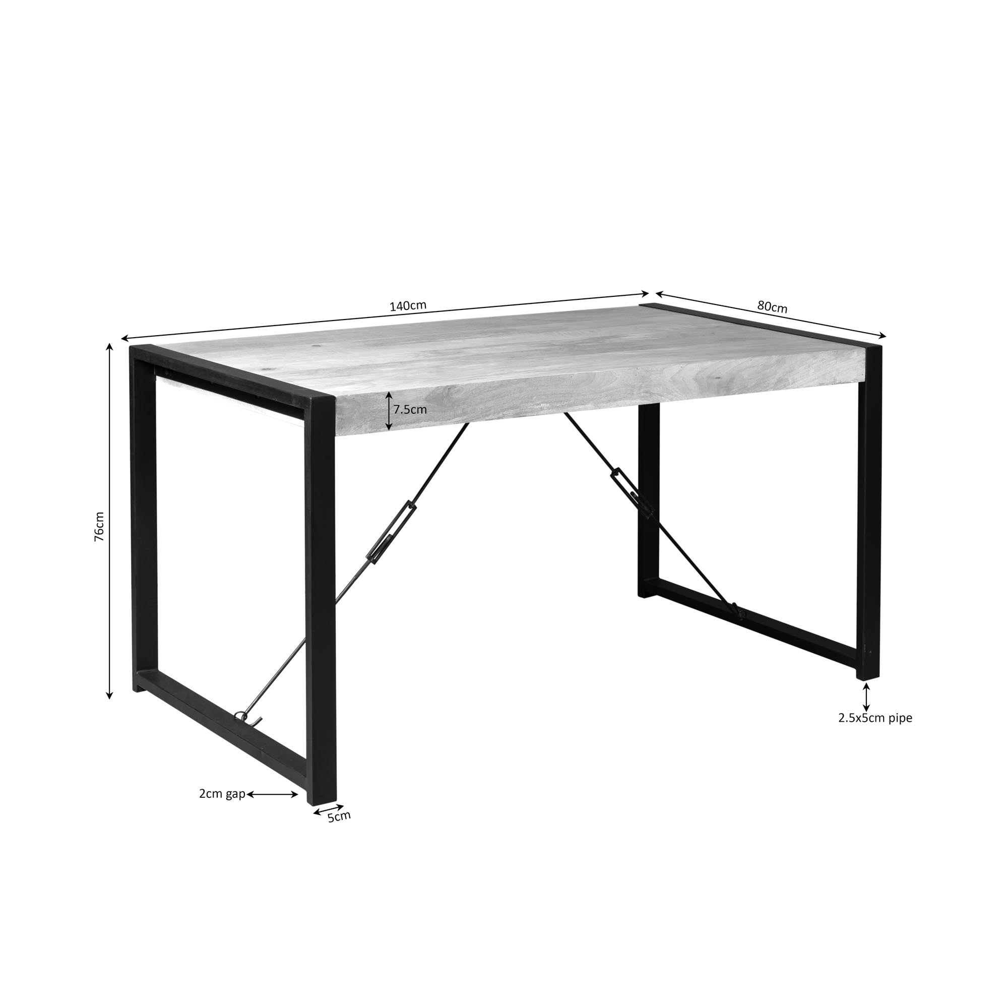 Starfurn Rechthoekige eettafel Britt Naturel Mangohout 160 cm