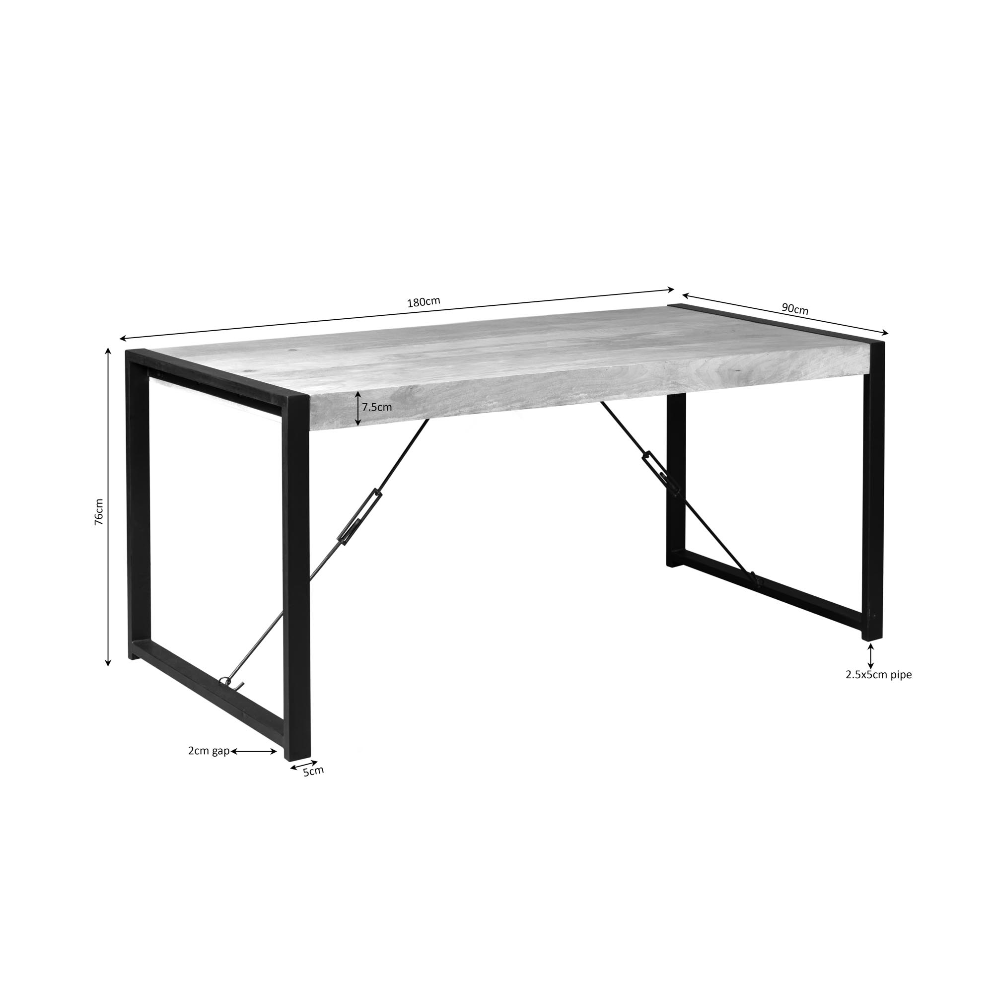 Starfurn Rechthoekige eettafel Britt Naturel Mangohout 180 cm