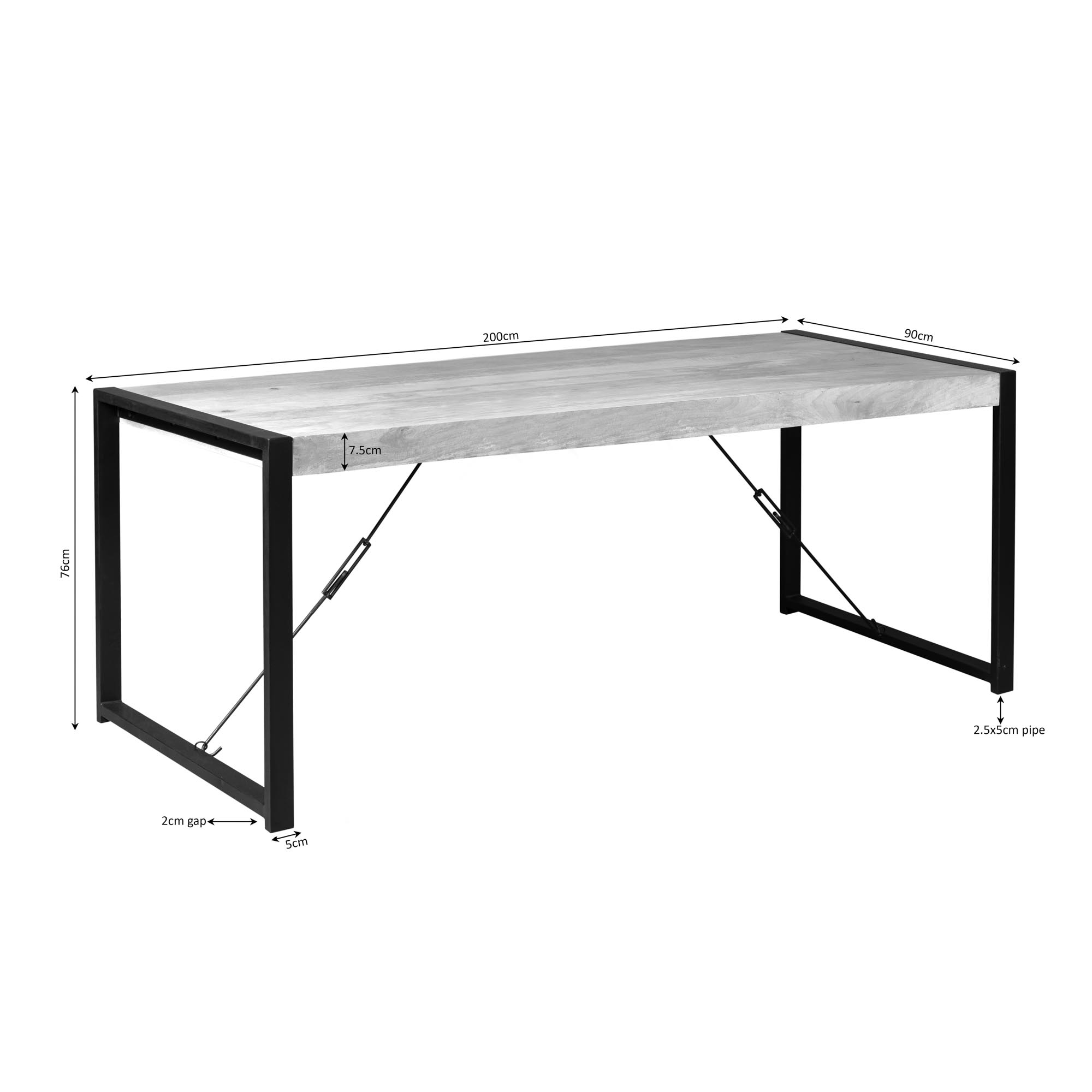 Starfurn Rechthoekige eettafel Britt Naturel Mangohout 200 cm