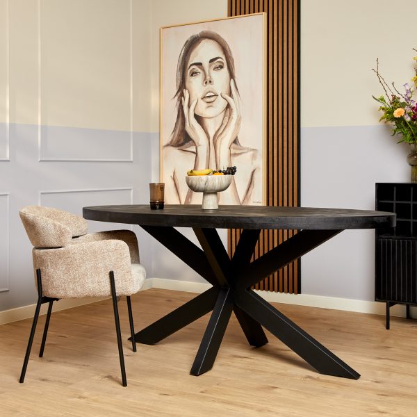 Starfurn Ovale eettafel Denver Zwart Mangohout 160 cm