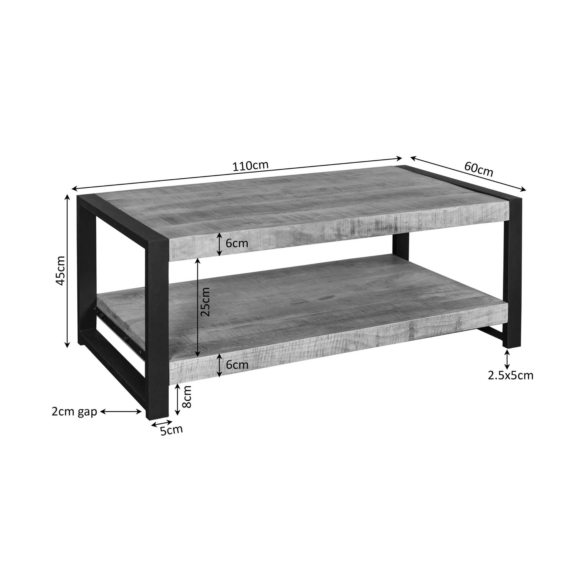 Starfurn Salontafel Boaz met onderblad Naturel Mangohout 110 cm