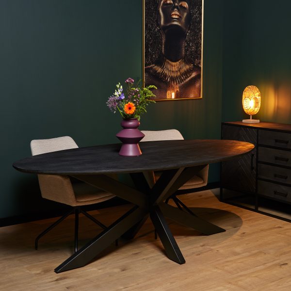 Starfurn Ovale eettafel New York Zwart Mangohout 160 cm