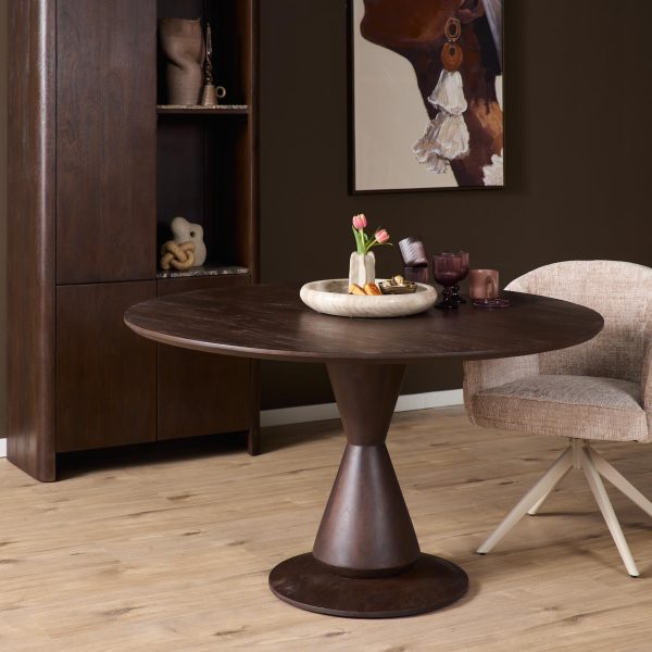 Starfurn Ronde eettafel Lima Bruin Mangohout 150 cm