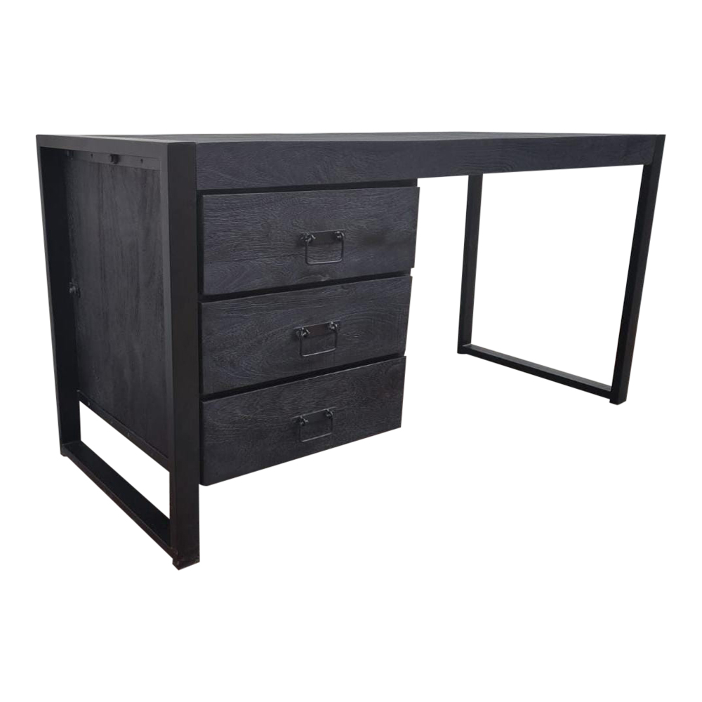 Starfurn Bureau Boaz Zwart Mangohout 145 cm