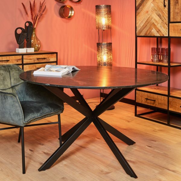 Starfurn Ronde eettafel Lynn Zwart Marmer 150 cm