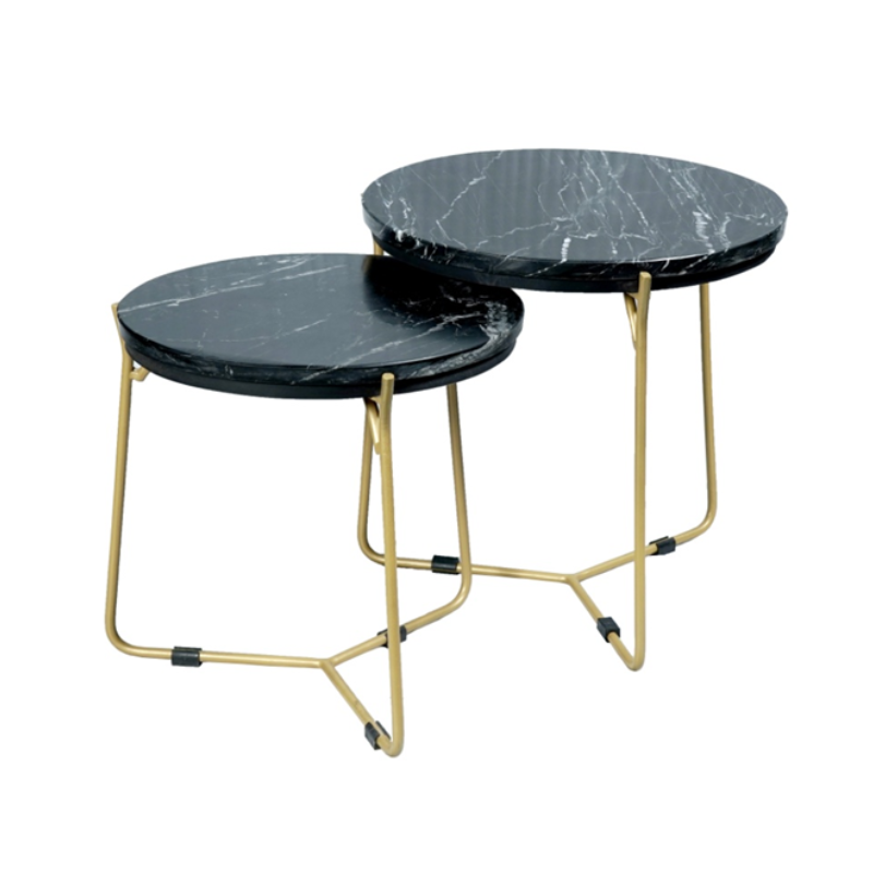 Starfurn Salontafel set Caly Zwart Marmer 45 cm