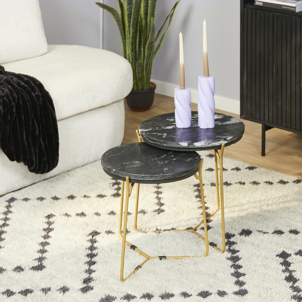 Starfurn Salontafel set Caly Zwart Marmer 45 cm