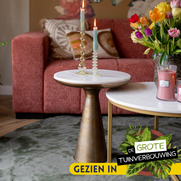 Starfurn Bijzettafel Essy Wit Marmer/metaal 45 cm