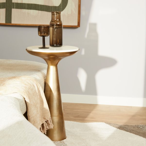 Starfurn Bijzettafel Essy Wit Marmer/metaal 38 cm