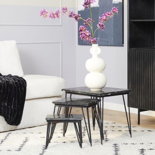 Starfurn Salontafel set Jala Zwart Marmer 50 cm