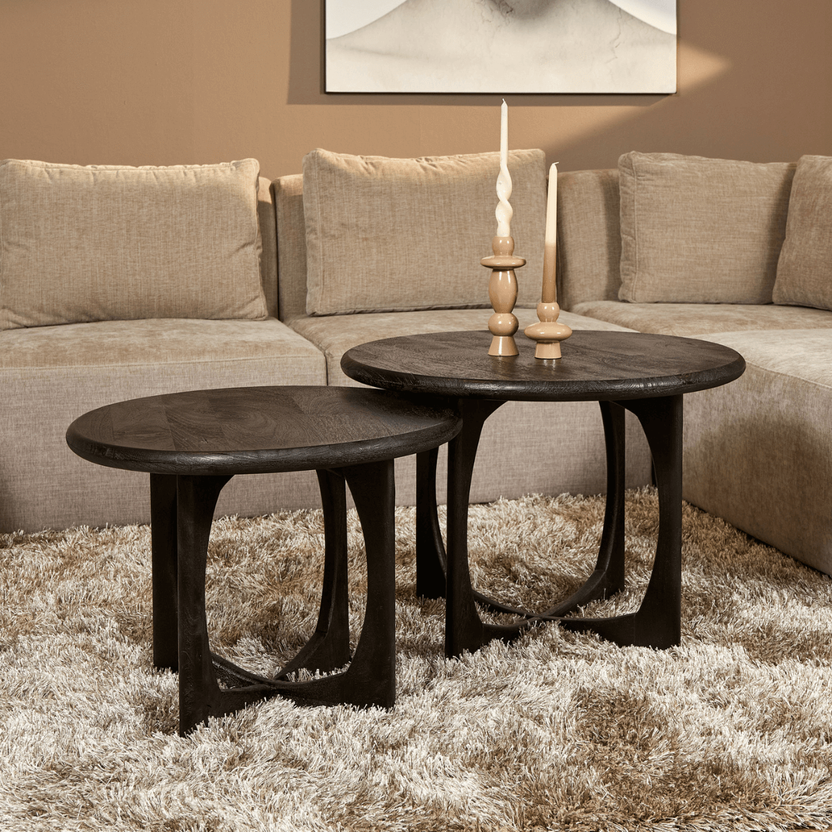 Starfurn Bijzettafel Milou Zwart Mangohout 60 cm