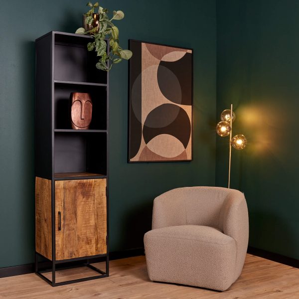 Starfurn Boekenkast Oakland met deur Zwart Mangohout 50 cm