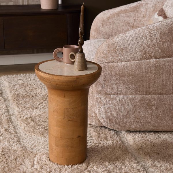 Starfurn Bijzettafel Zoë Naturel Travertin 33 cm