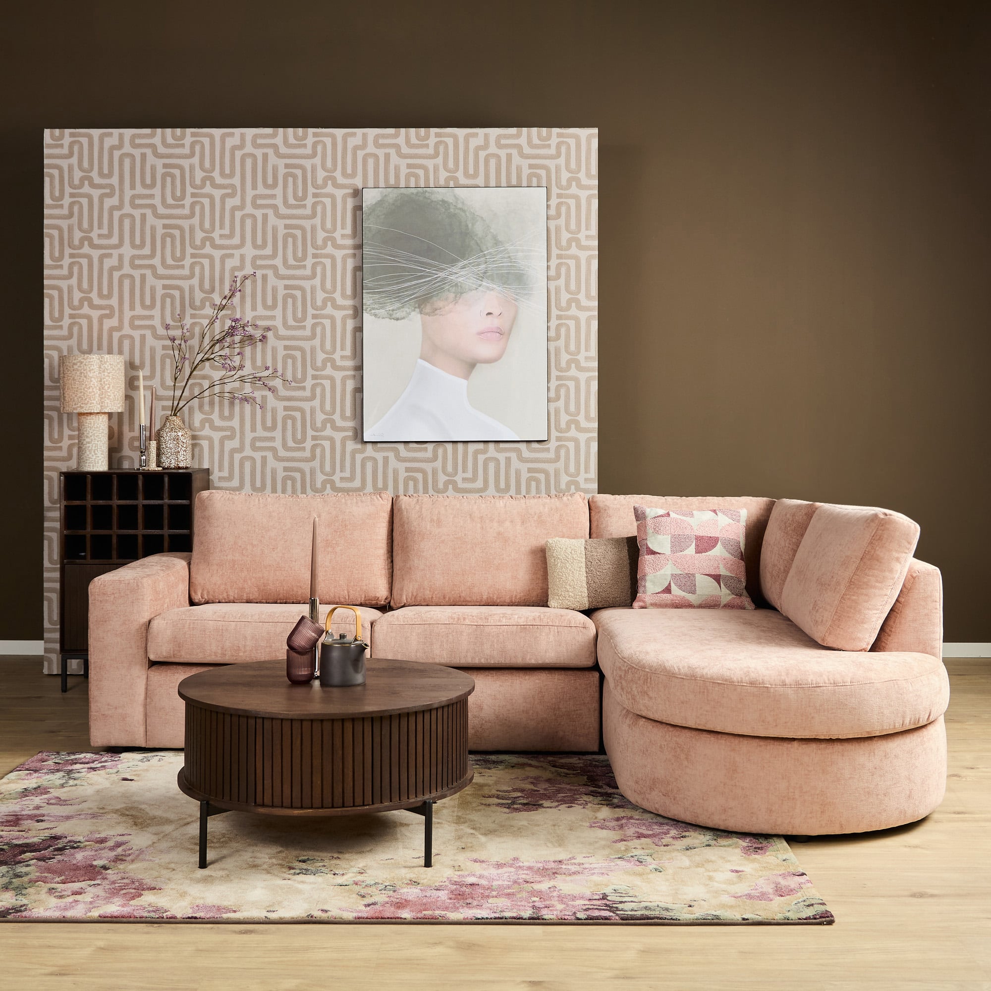 Starfurn MySofa Alma Hoekbank Roze 2,5 zits+Divan Rechts