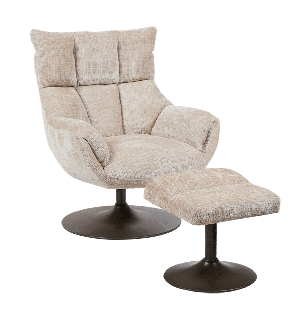 Tower Living Force coffeechair 360° + footstool - Cremona 14 beige