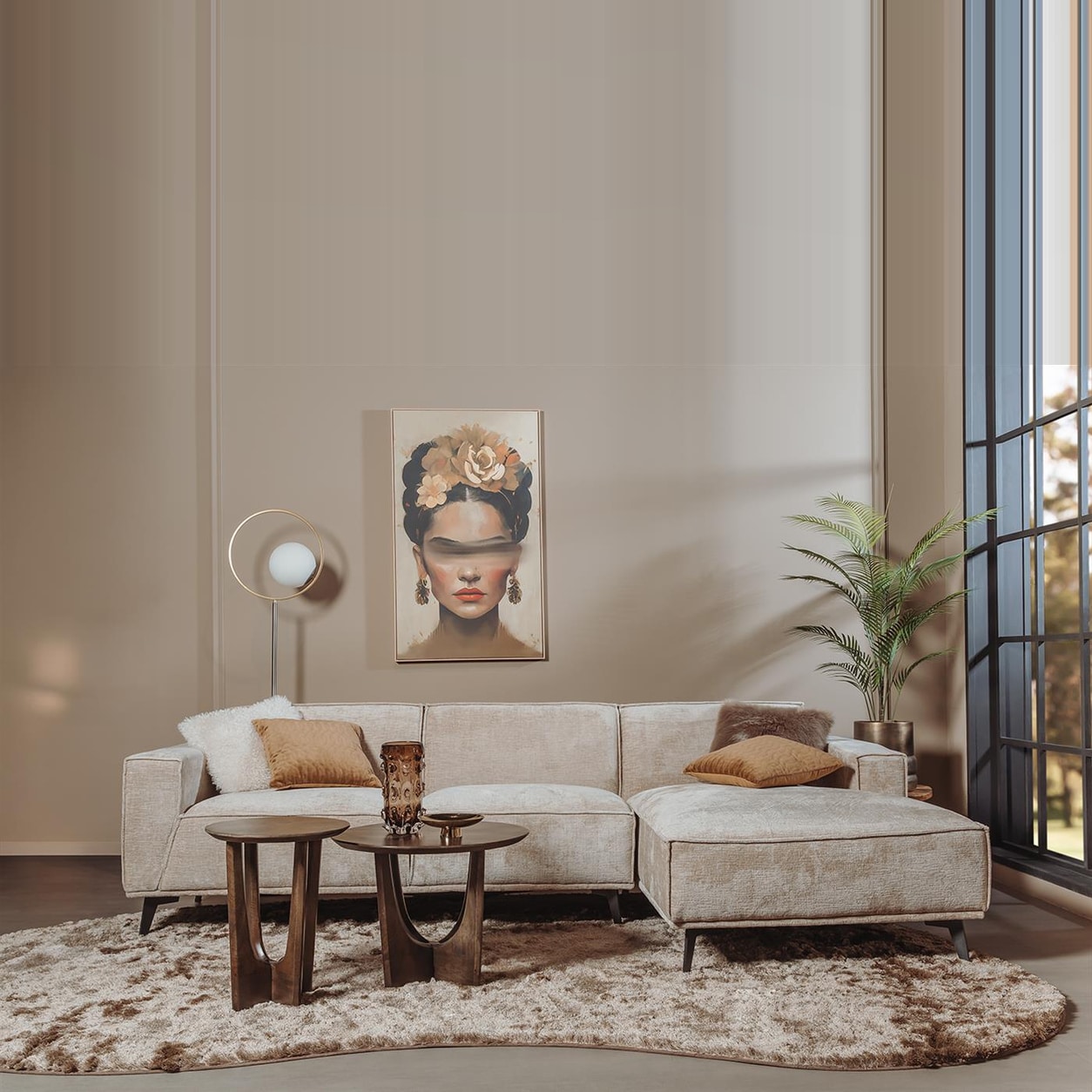 Tower Living Leeds 2 5-AL + Chaise R - Touch 102 Beige