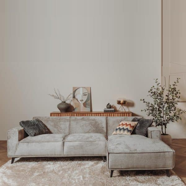 Tower Living Leeds 2 5-AL + Chaise R - Touch 27 Light grey