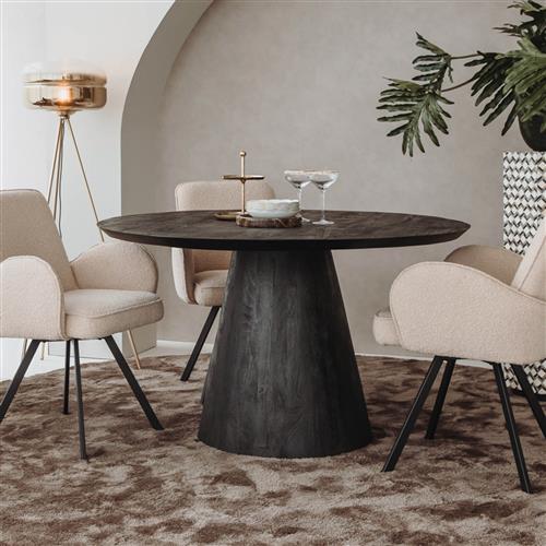 SHOWMODELTower Living eettafel Premana rond 150x150x77 cm zwart mangohout