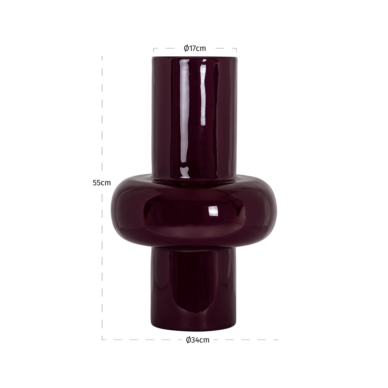 Richmond Interiors Vaas Ashlyn burgundy large