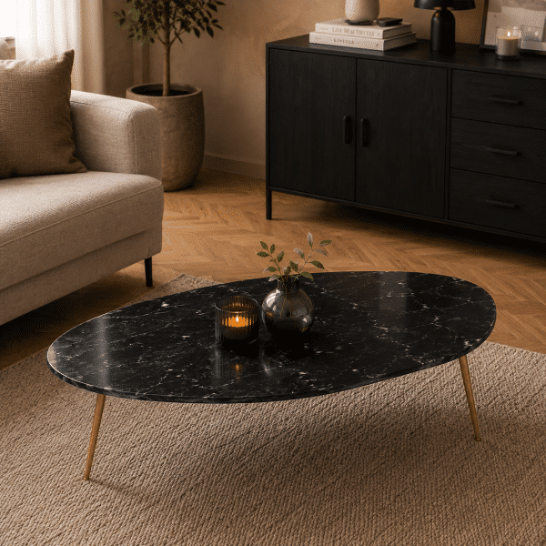 Livingfurn Organic Marble Black Gold 110cm