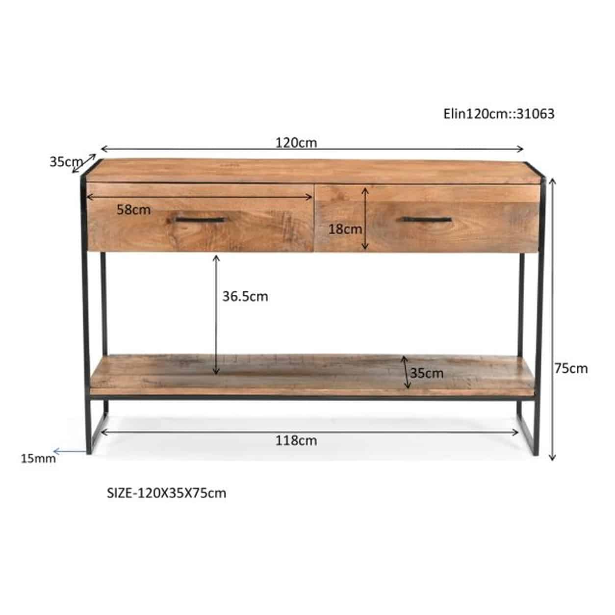afmetingen Livingfurn Elin 120cm