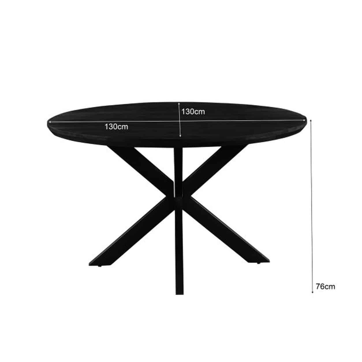 afmetingen Livingfurn Jesper Round Black 130cm