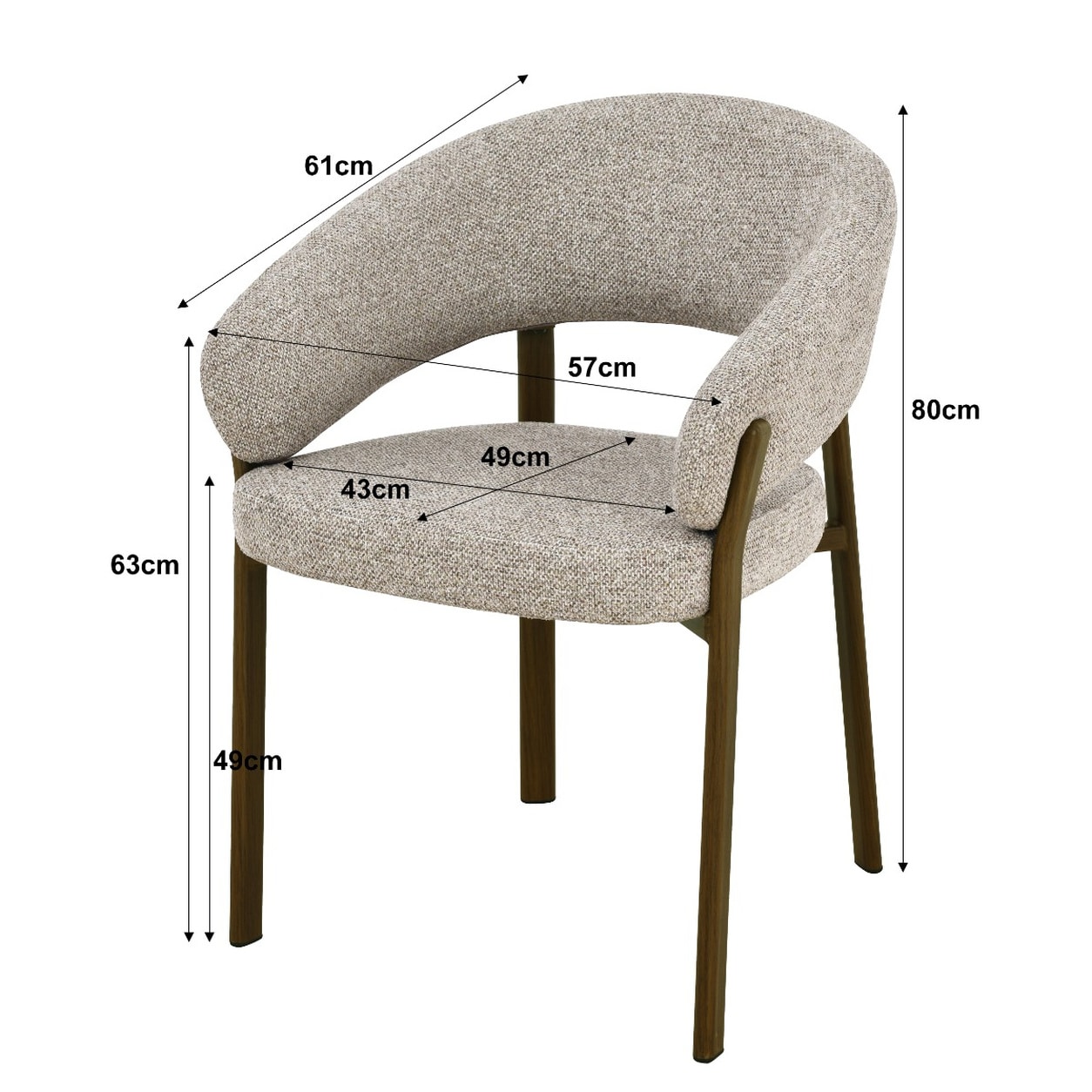 afmetingen Livingfurn Zhora Hush Walnut