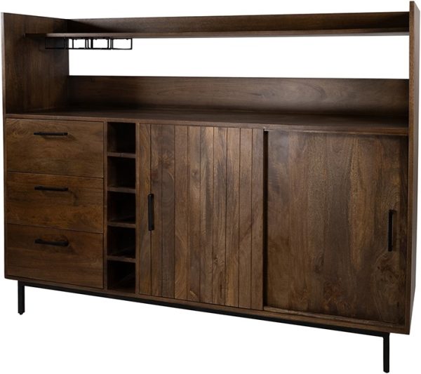 Nijwie MySons Barkast 160 met 2 schuifdeuren en 3 lades, Mango Brown Walnut - Vrystaat Collection