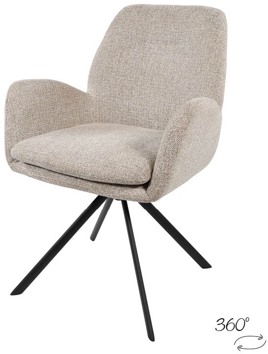 Nijwie MySons Charles armstoel - draaipoot 360 - Milan - Nature 120 - Unique Collection
