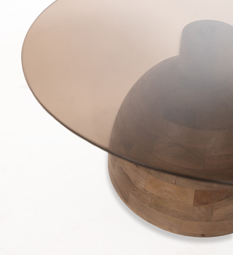Nijwie MySons Christian salontafel Ø78, H42, Mango Matt Walnut, Smoke glass - Couture Collection