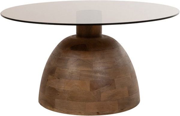 Nijwie MySons Christian salontafel Ø78, H42, Mango Matt Walnut, Smoke glass - Couture Collection