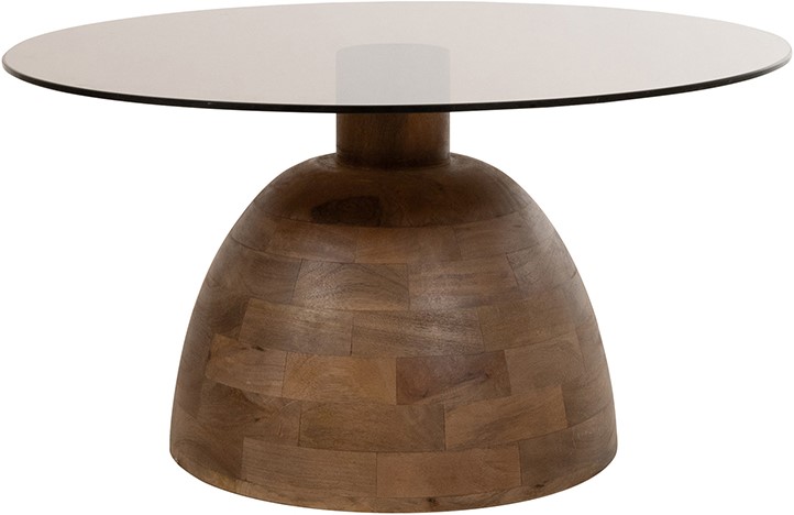 Nijwie MySons Christian salontafel Ø78, H42, Mango Matt Walnut, Smoke glass - Couture Collection