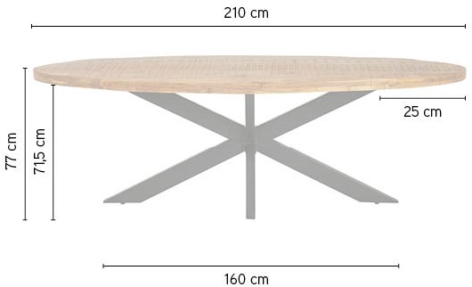 Nijwie MySons Eetkamertafel ovaal 210 - Peru Rough Table Collection