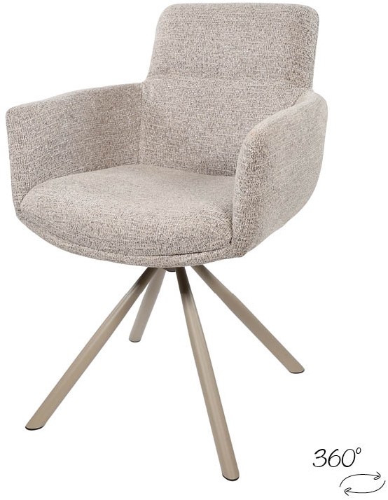 Nijwie MySons Harry armstoel - taupe draaipoot 360 - Present - Sandy 121 - Unique Collection