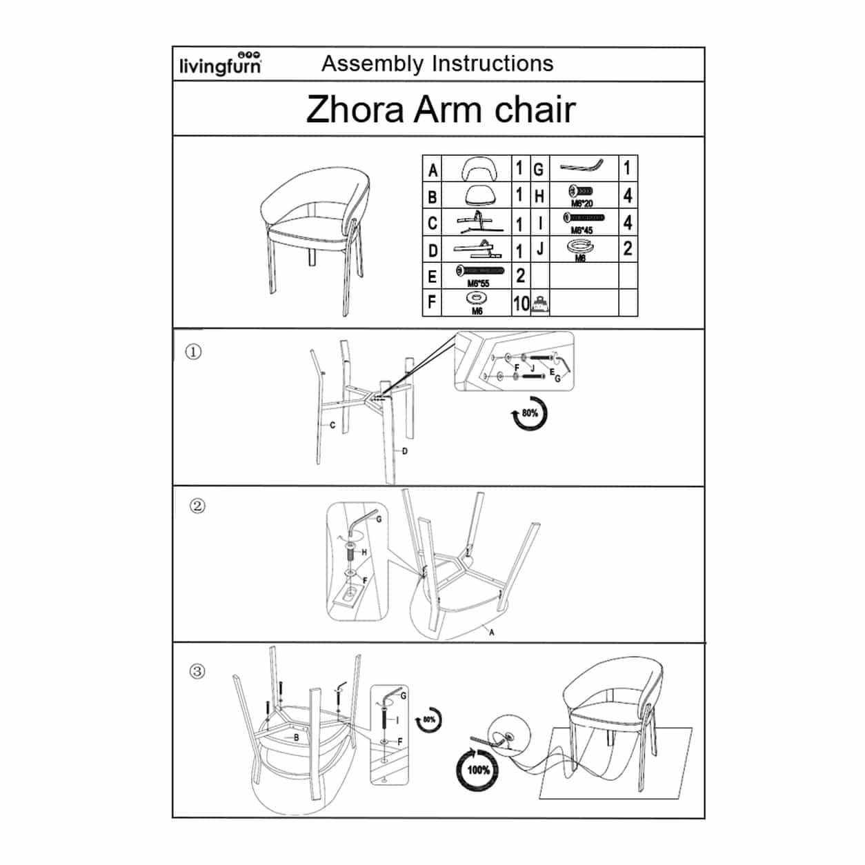 Livingfurn eetkamerstoel Zhora Hush Walnut