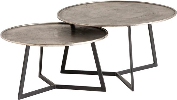 Nijwie MySons Interlagos salontafel set van 2, Raw nickel black patina - Allure Alu Collection