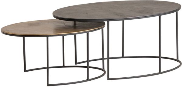 Nijwie MySons Monza salontafel set van 2, Blackish bronze and Brass antique - Allure Alu Collection